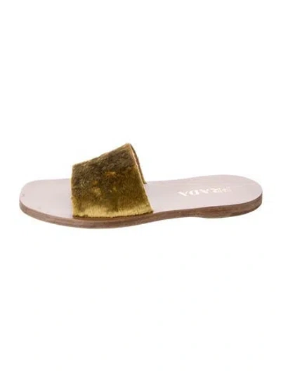 Pre-owned Prada Velvet Slides In Green