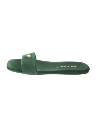 Pre-owned Prada Velvet Slides In Green