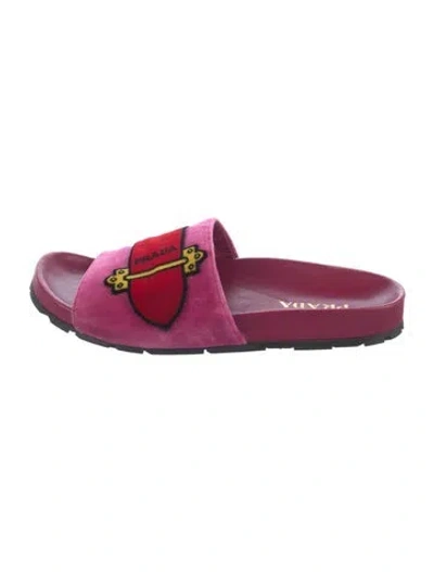 Pre-owned Prada Velvet Slides In Pink