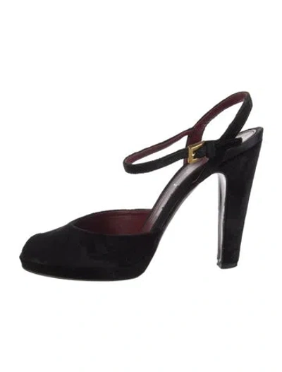 Pre-owned Prada Velvet Slingback Pumps In Black
