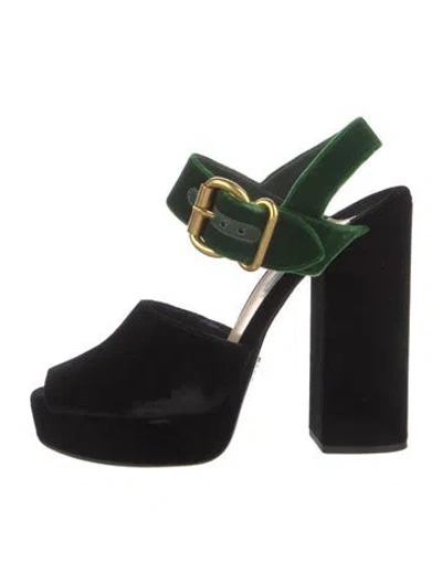 Pre-owned Prada Velvet Slingback Pumps In Black