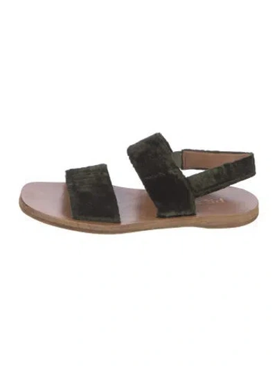 Pre-owned Prada Velvet Slingback Sandals In Green