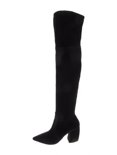 Pre-owned Prada Velvet Sock Boots In Black