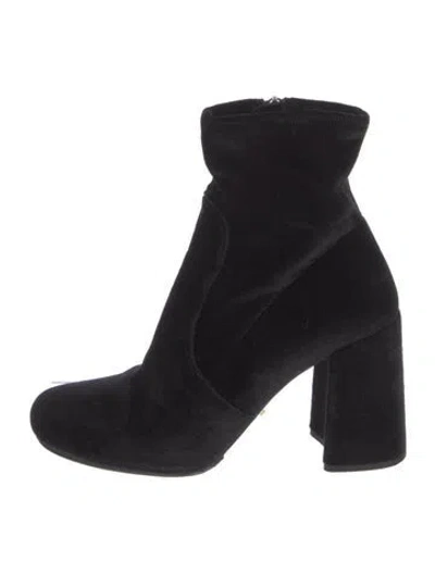 Pre-owned Prada Velvet Sock Boots In Black