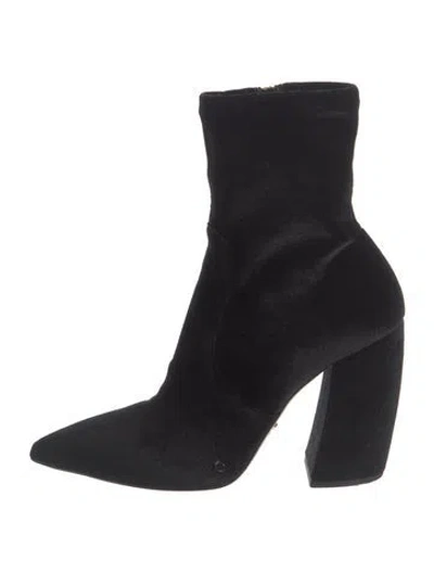 Pre-owned Prada Velvet Sock Boots In Black
