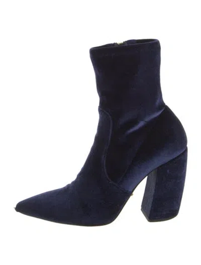 Pre-owned Prada Velvet Sock Boots In Blue
