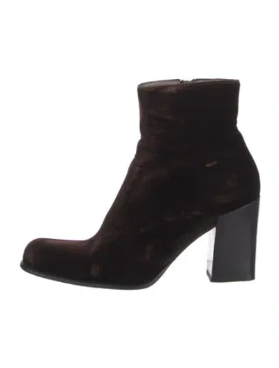 Pre-owned Prada Velvet Sock Boots In Brown
