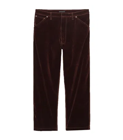 Prada Velvet Straight Trousers In Brown