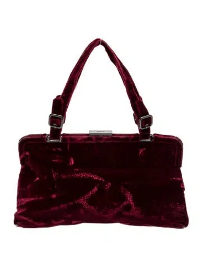 Pre-owned Prada Velvet Top Handle Bag In Burgundy