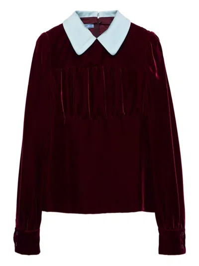 Prada Velvet Top In Red