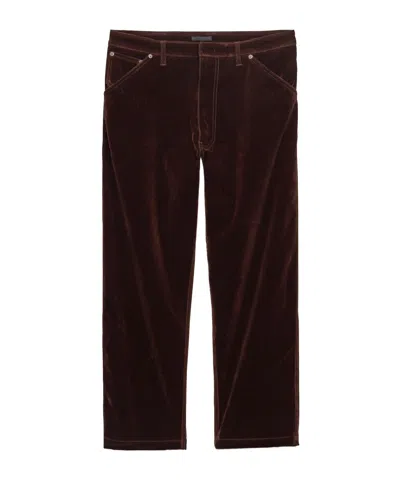 Prada Velvet Denim Trousers In Brown