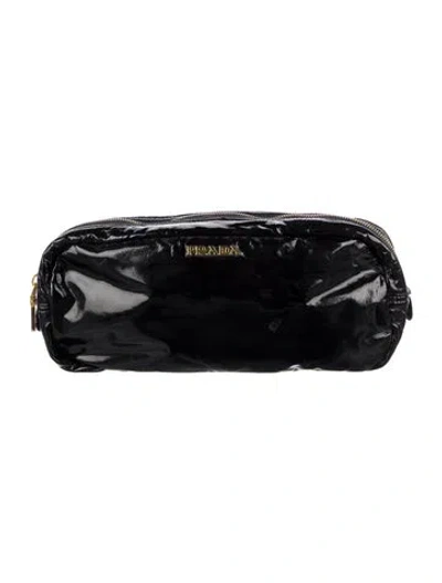 Pre-owned Prada Vernice Cosmetic Pouch In Black