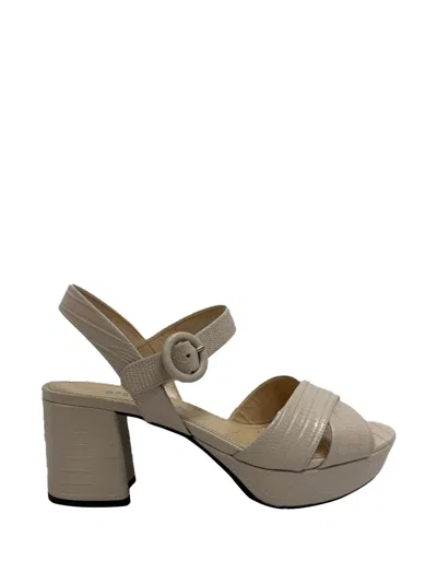 Pre-owned Prada Vernice Embossed Sandals In Neutral