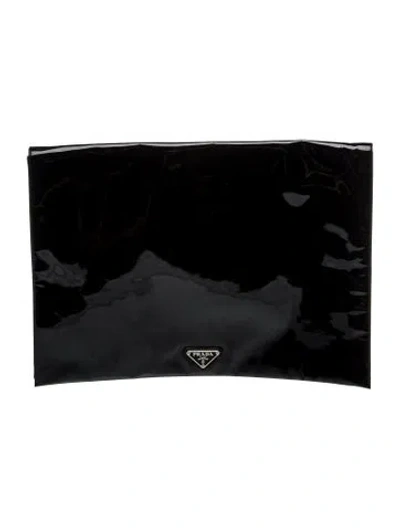 Pre-owned Prada Vernice Leather Clutch Bag In Black