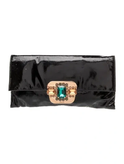 Pre-owned Prada Vernice Leather Clutch In Black