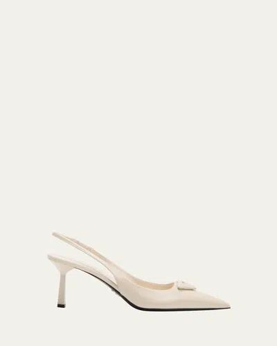 Prada Vernice Leather Slingback Pumps In Animal Print