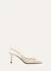 Prada Vernice Leather Slingback Pumps In Avorio