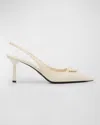 Prada Vernice Leather Slingback Pumps In Avorio