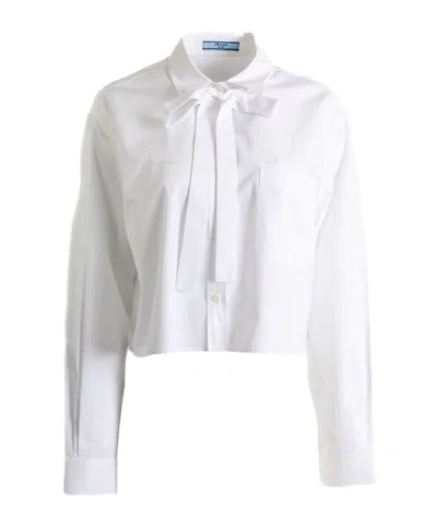 Prada Versace Long-sleeved Button-up Shirt In White