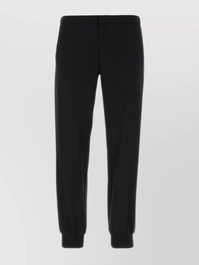 Prada Tapered Cotton Trousers In Black