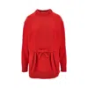 Prada Oversized Knit Sweater With Bow And Pleats In Red