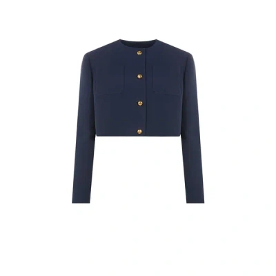 Prada Veste Courte En Laine Et Soie In Blue