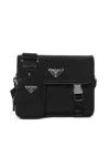 Prada Viaggio Logo-plaque Re-nylon Satchel Bag In Black