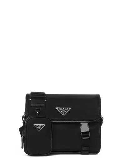 Prada Viaggio Logo-plaque Re-nylon Satchel Bag In Black