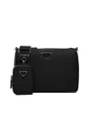Prada Viaggio Re-nylon And Saffiano Shoulder Bag In Black