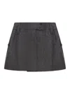 Prada Vichy Pattern Mouliné Wool Mini Skirt In Black