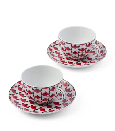 Prada Vienna Cappuccino Cup And Saucer In Red