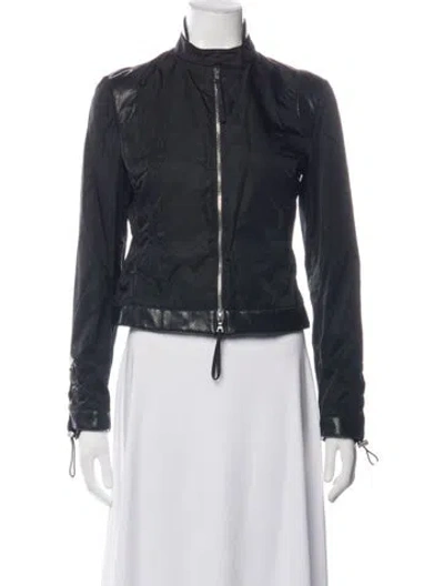 Pre-owned Prada Vintage 2000 Biker Jacket In Blue