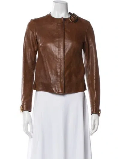 Pre-owned Prada Vintage 2000's Biker Jacket In Brown
