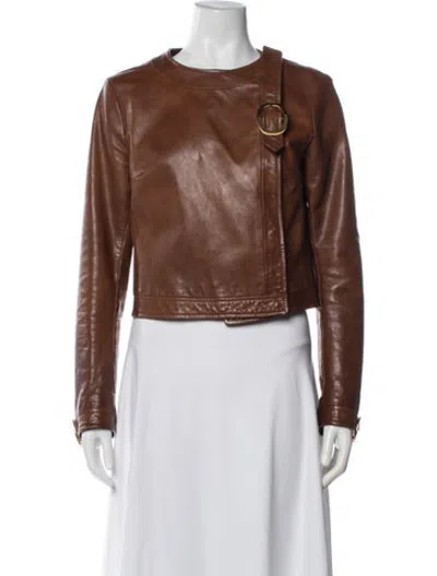 Pre-owned Prada Vintage 2000's Biker Jacket In Brown