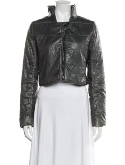 Pre-owned Prada Vintage 2000's Biker Jacket In Gray