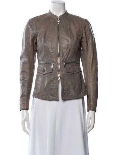 Pre-owned Prada Vintage 2000's Biker Jacket In Gray