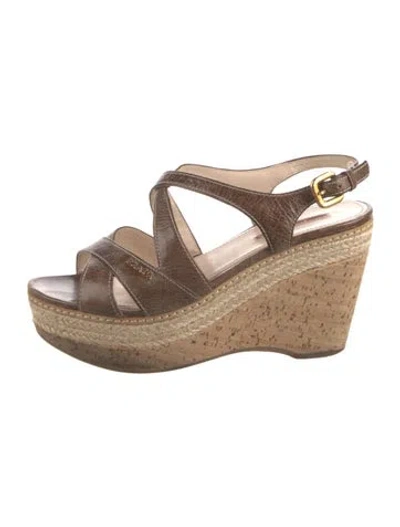 Pre-owned Prada Vintage 2000's Espadrilles In Brown
