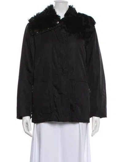 Pre-owned Prada Vintage 2000's Faux Fur Coat In Black