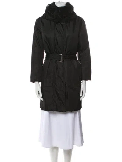 Pre-owned Prada Vintage 2000's Faux Fur Coat In Black