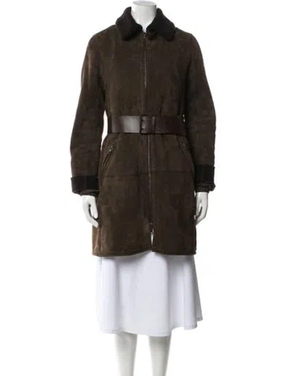 Pre-owned Prada Vintage 2000's Faux Fur Coat In Brown