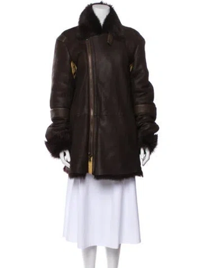 Pre-owned Prada Vintage 2000's Fur Coat In Brown