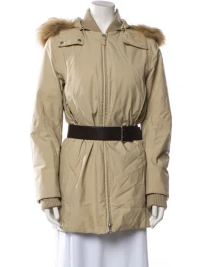 Pre-owned Prada Vintage 2000's Fur Coat In Neutral