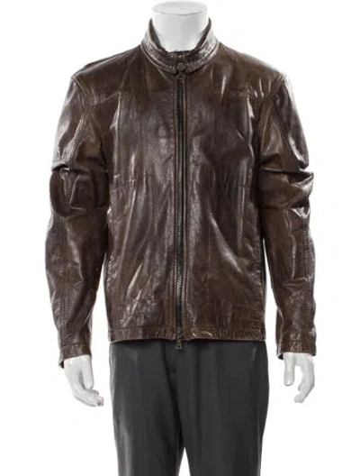 Pre-owned Prada Vintage 2000's Moto Jacket In Brown