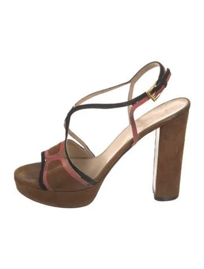 Pre-owned Prada Vintage 2000's Slingback Sandals In Brown