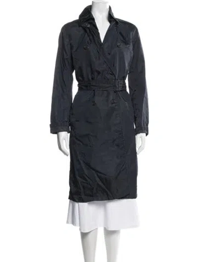 Pre-owned Prada Vintage 2000's Trench Coat In Blue