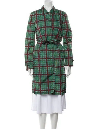Pre-owned Prada Vintage 2000's Trench Coat In Green