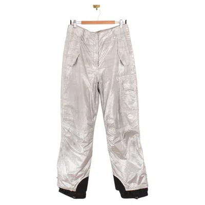 Pre-owned Prada Vintage 2000s Silver Lame Linea Rossa Dual Layered Ski Pants 32"