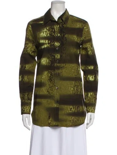 Pre-owned Prada Vintage 2004 Button-up Top In Green