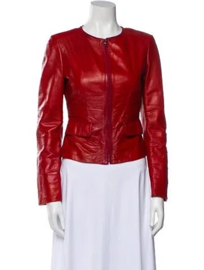 Pre-owned Prada Vintage 2006 Biker Jacket In Red