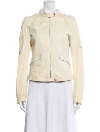 Pre-owned Prada Vintage 2007 Biker Jacket In White